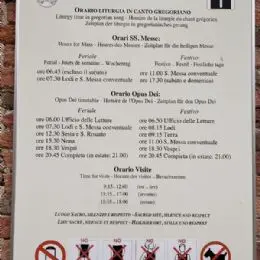 Timetable Abbey of Monte Oliveto Maggiore