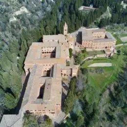 aerial view Abbey of Monte Oliveto Maggiore
